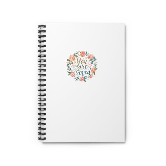 You Are Loved floral wreath Spiral Notebook | Ruled journal