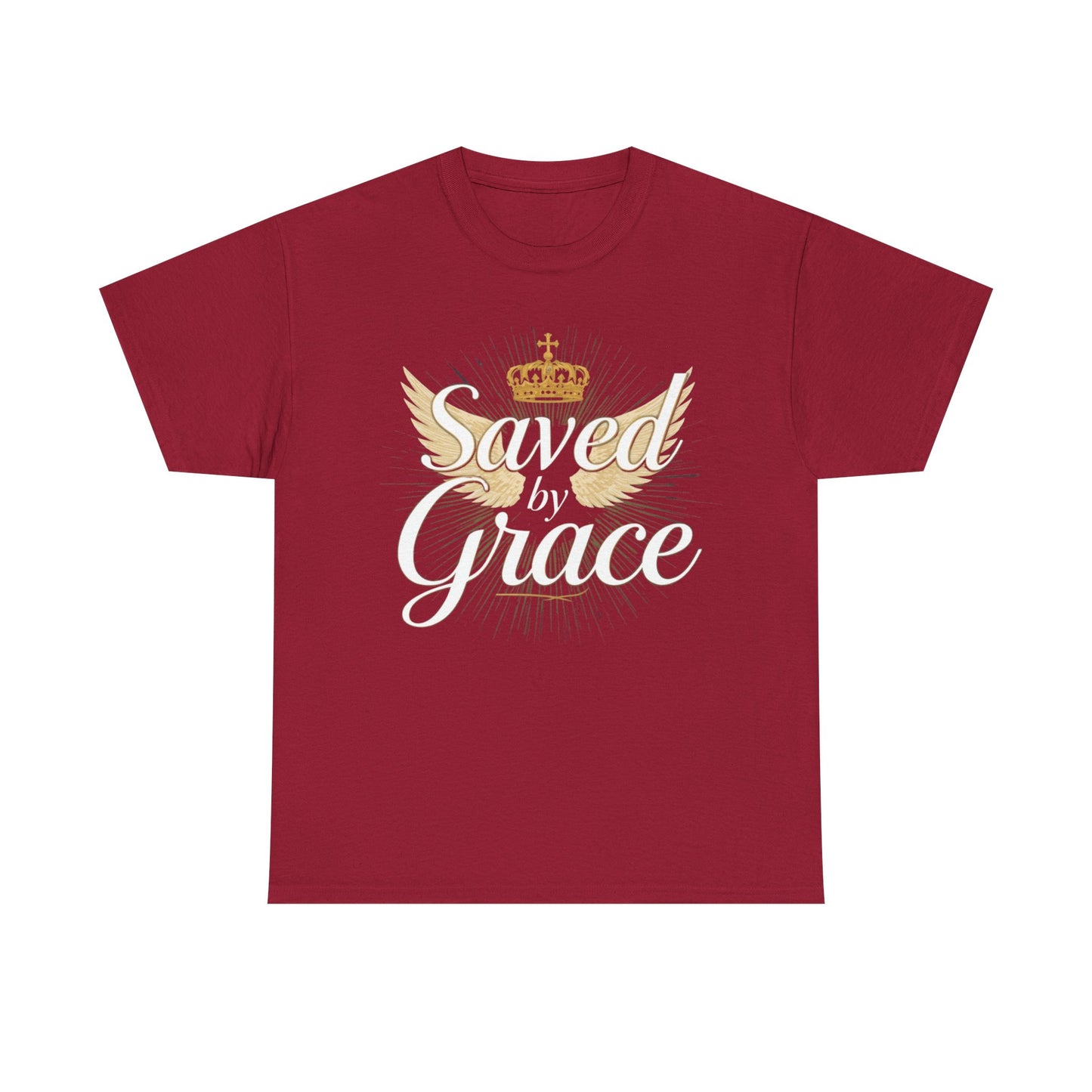 Saved by Grace tee | Christian crown and wings faith shirt
