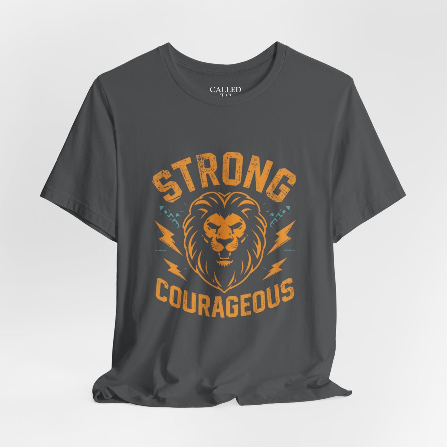 Strong Courageous Lion Tee | Vintage Lion Head, Motivational Graphic