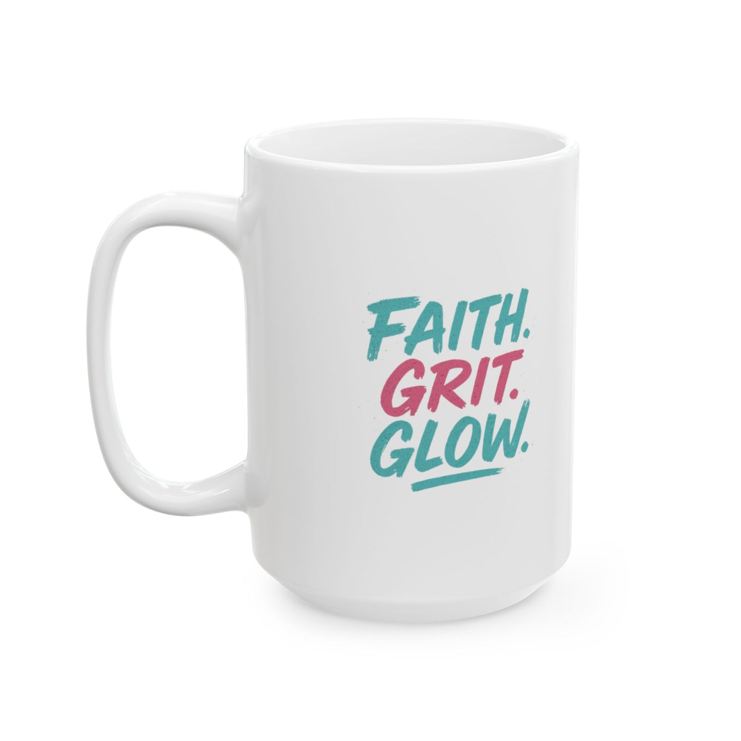 Inspirational Ceramic Mug - Faith, Gratitude, Growth - Motivational Coffee Cup for Home, Office, Gifts, Self-Care