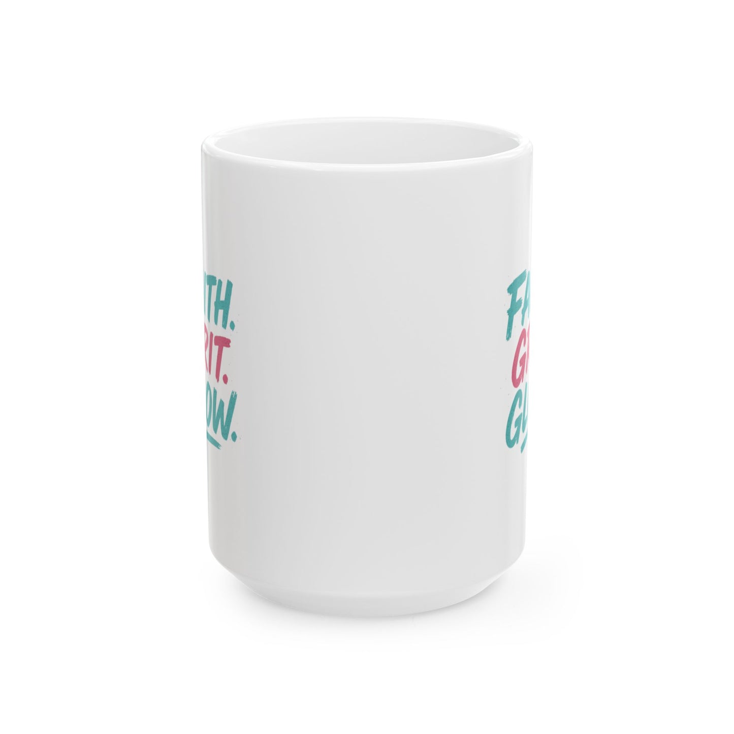 Inspirational Ceramic Mug - Faith, Gratitude, Growth - Motivational Coffee Cup for Home, Office, Gifts, Self-Care