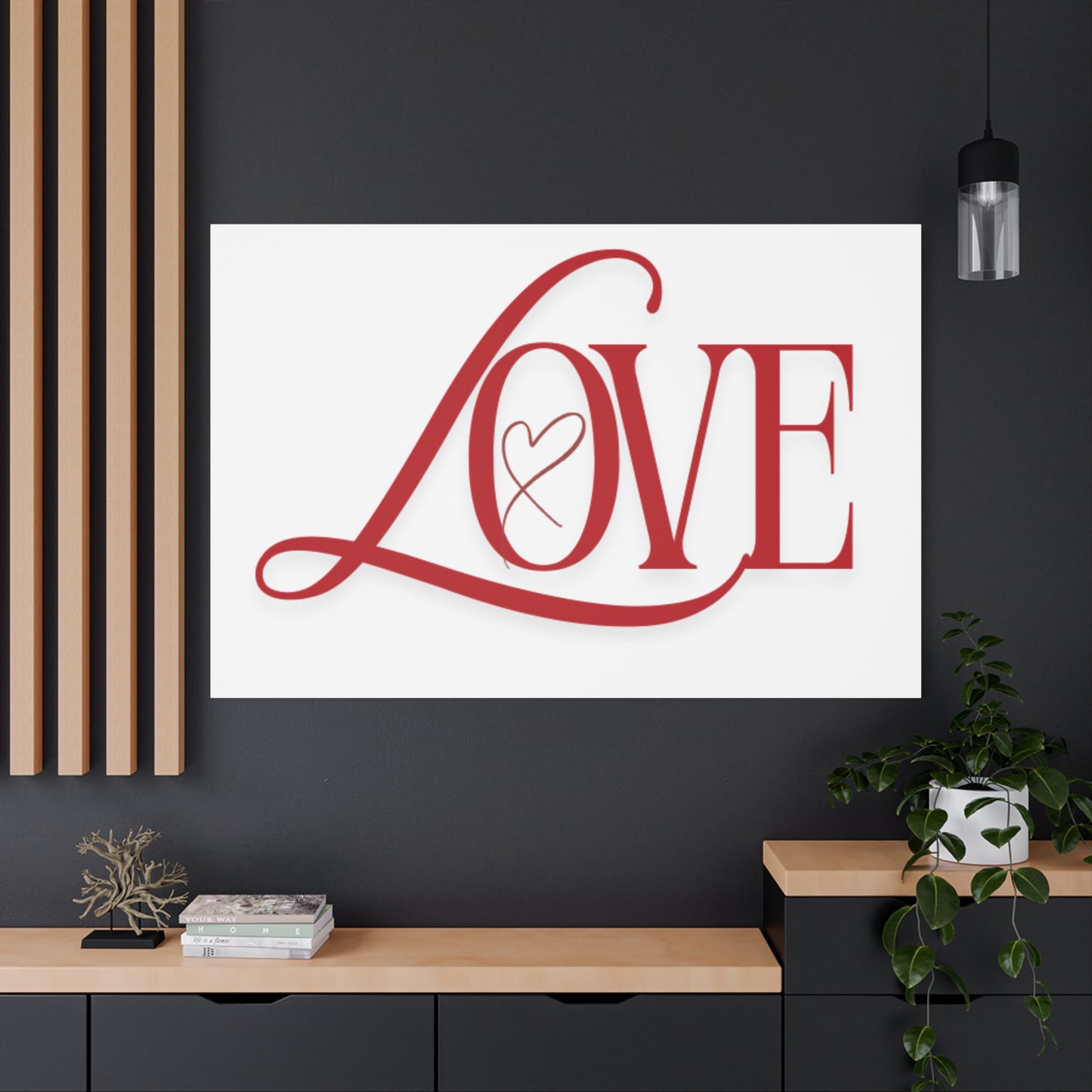 Red Script LOVE with Heart Canvas