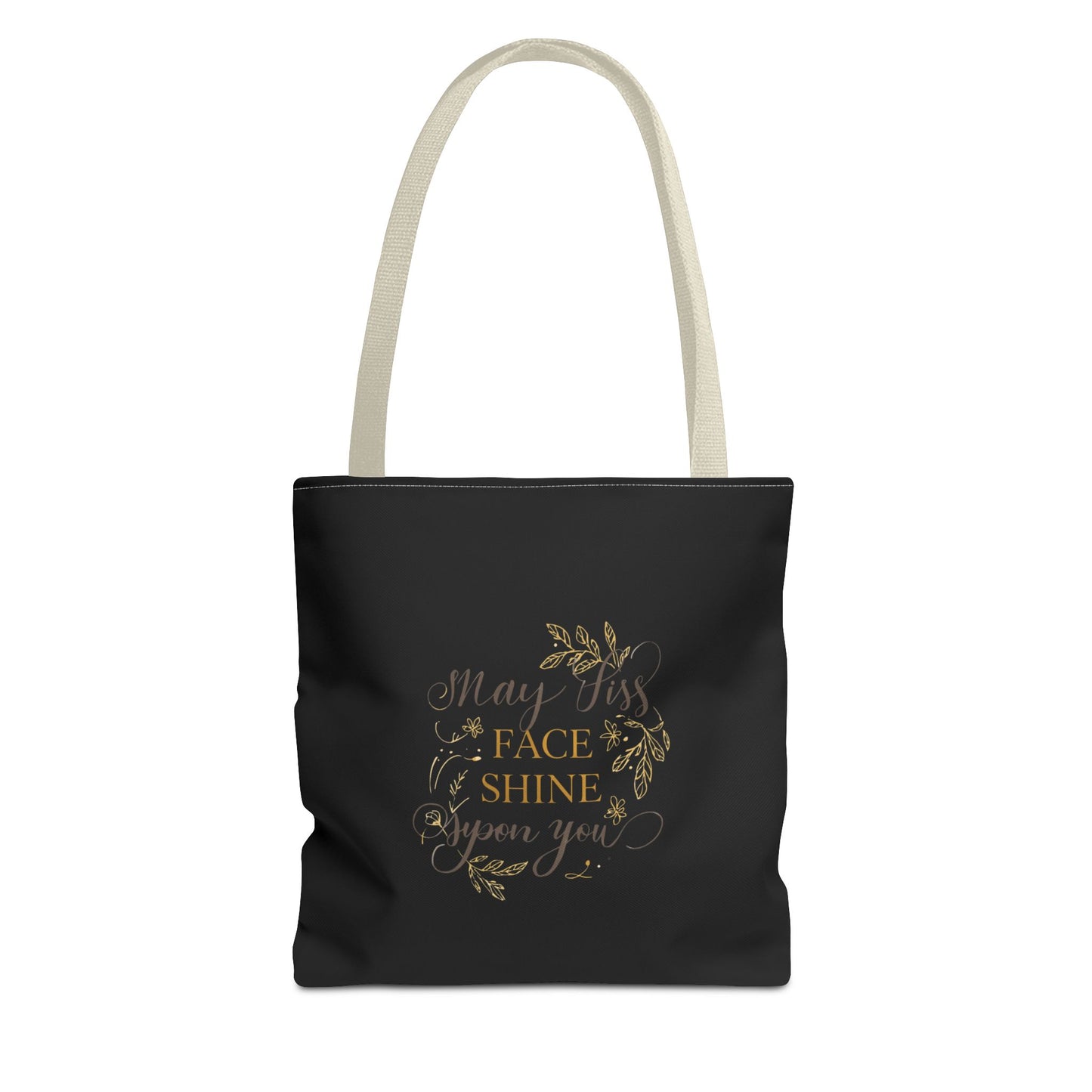 Gold Botanical Lettering Tote Bag | Structured Polyester Market Bag
