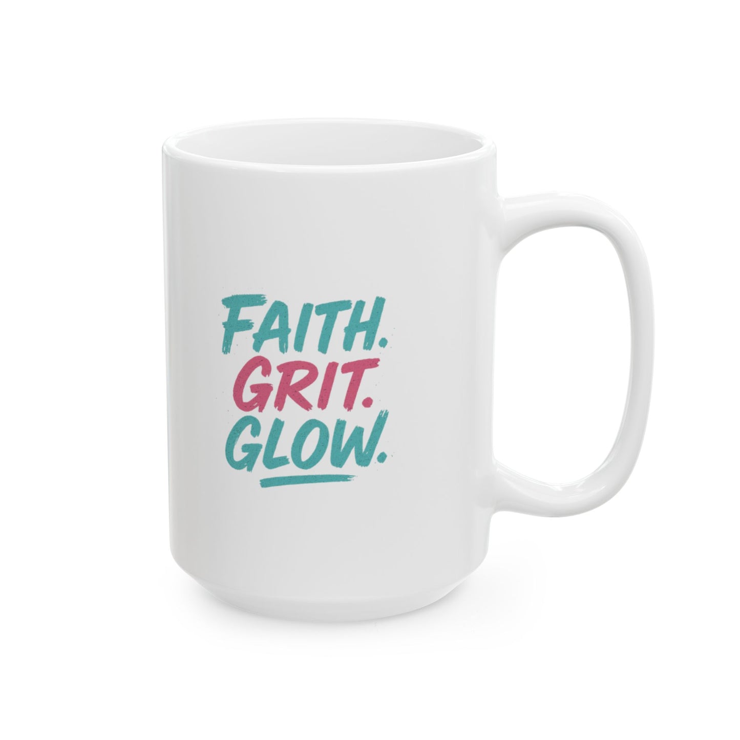 Inspirational Ceramic Mug - Faith, Gratitude, Growth - Motivational Coffee Cup for Home, Office, Gifts, Self-Care