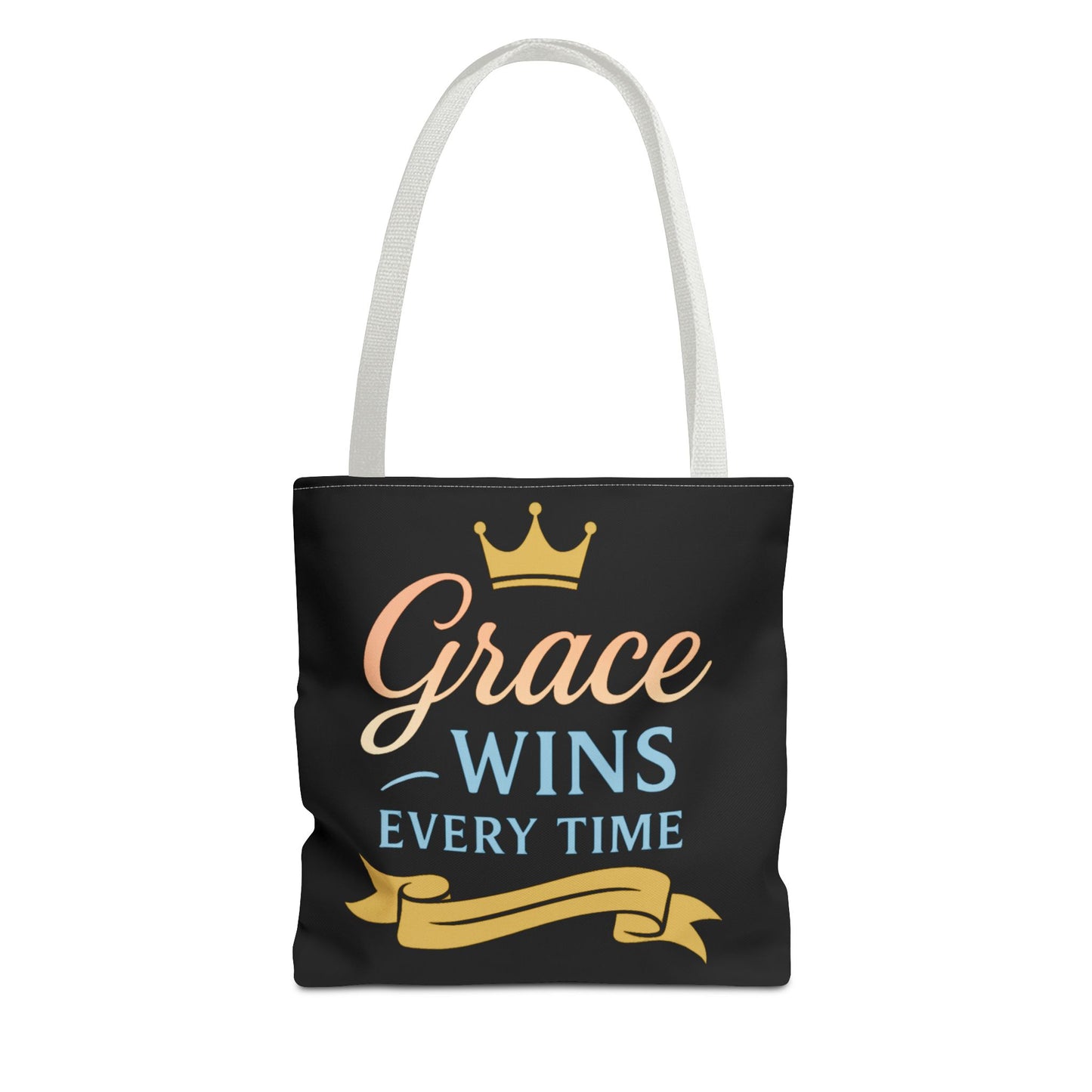Grace Wins Tote Bag - Inspirational Quote Bag, Motivational Gift, Everyday Use, Fashion Accessory, Encouragement Gift