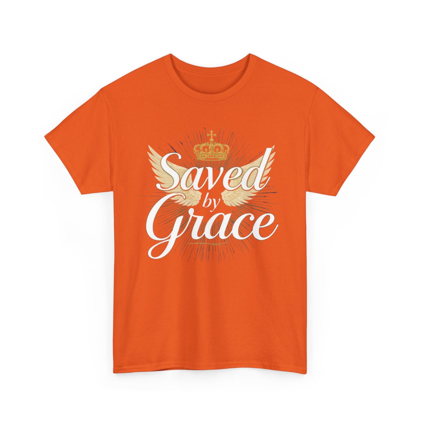Saved by Grace tee | Christian crown and wings faith shirt