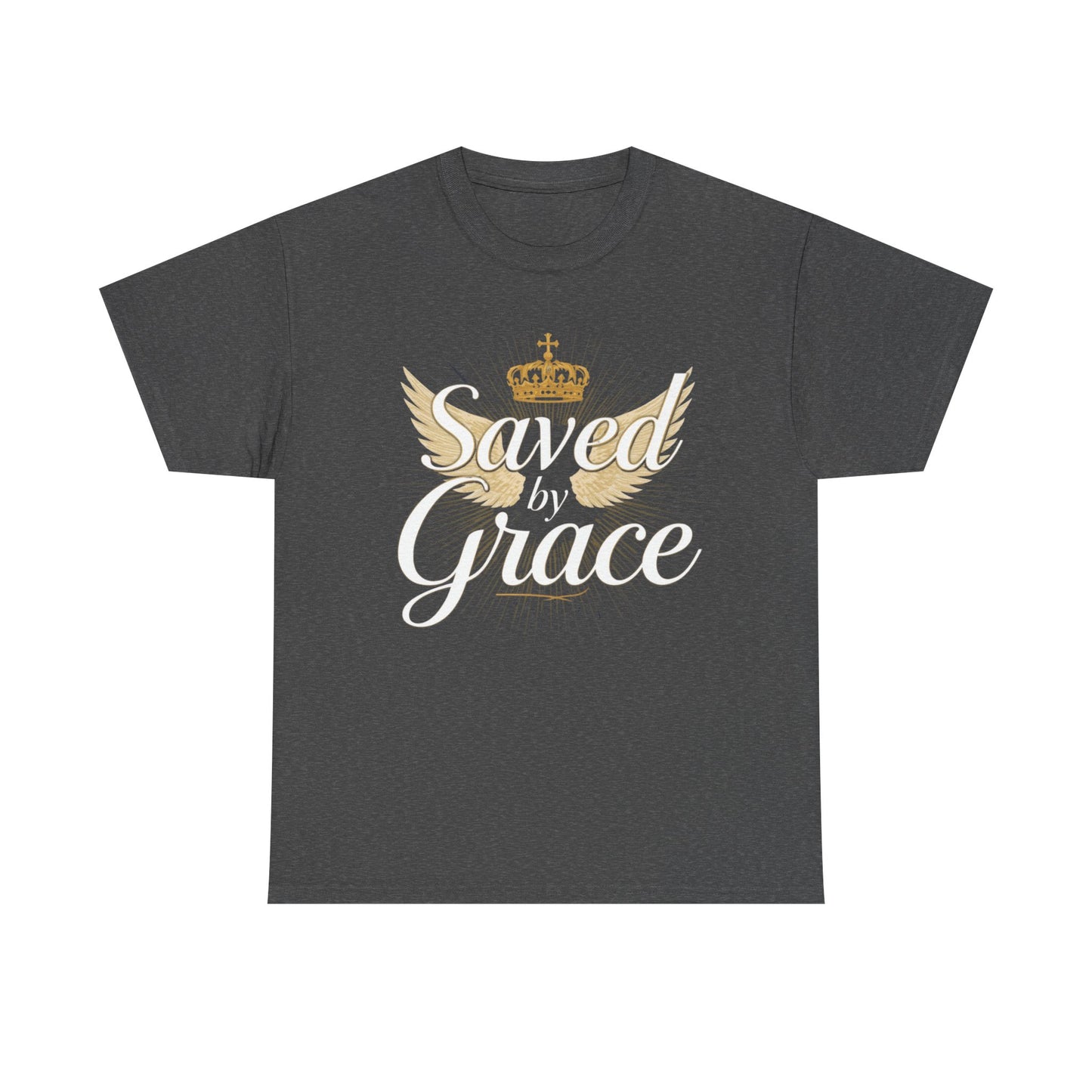 Saved by Grace tee | Christian crown and wings faith shirt