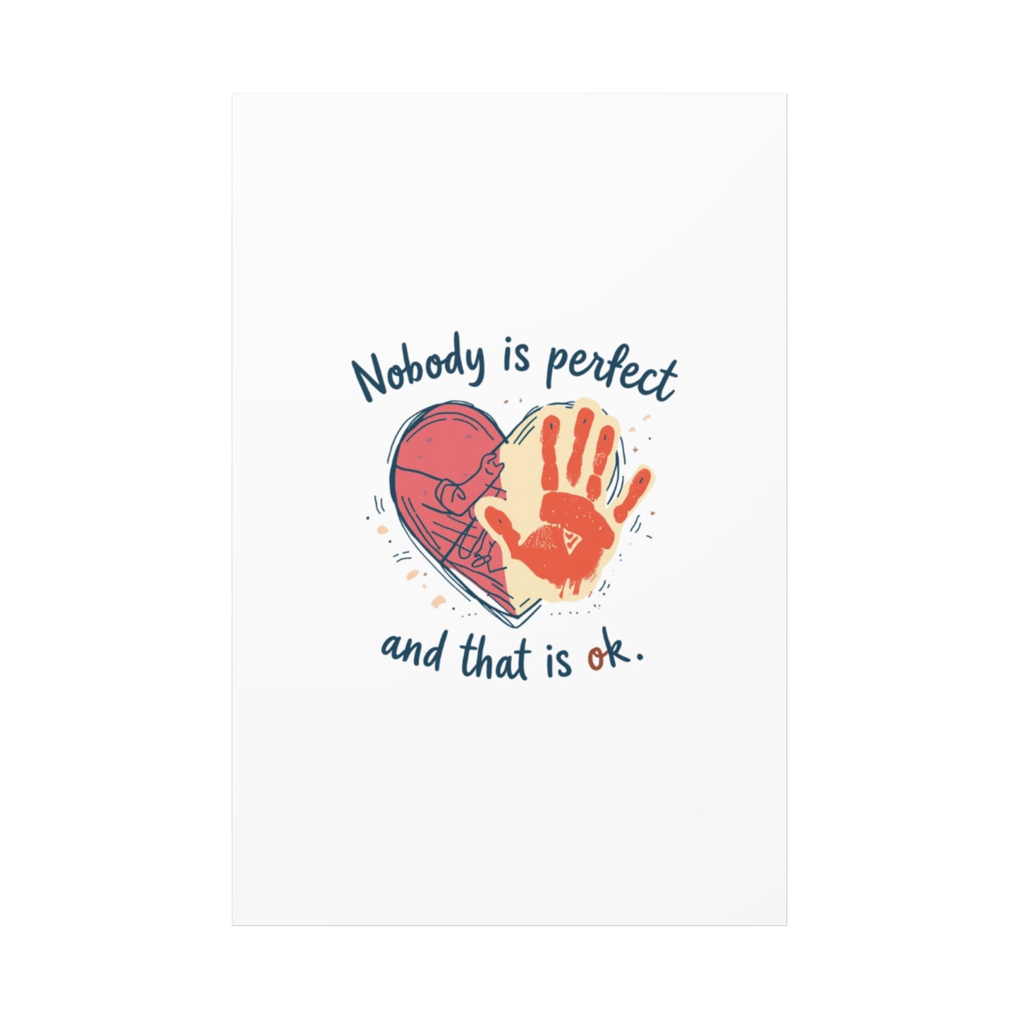 Nobody Is Perfect Heart with Handprint Canvas