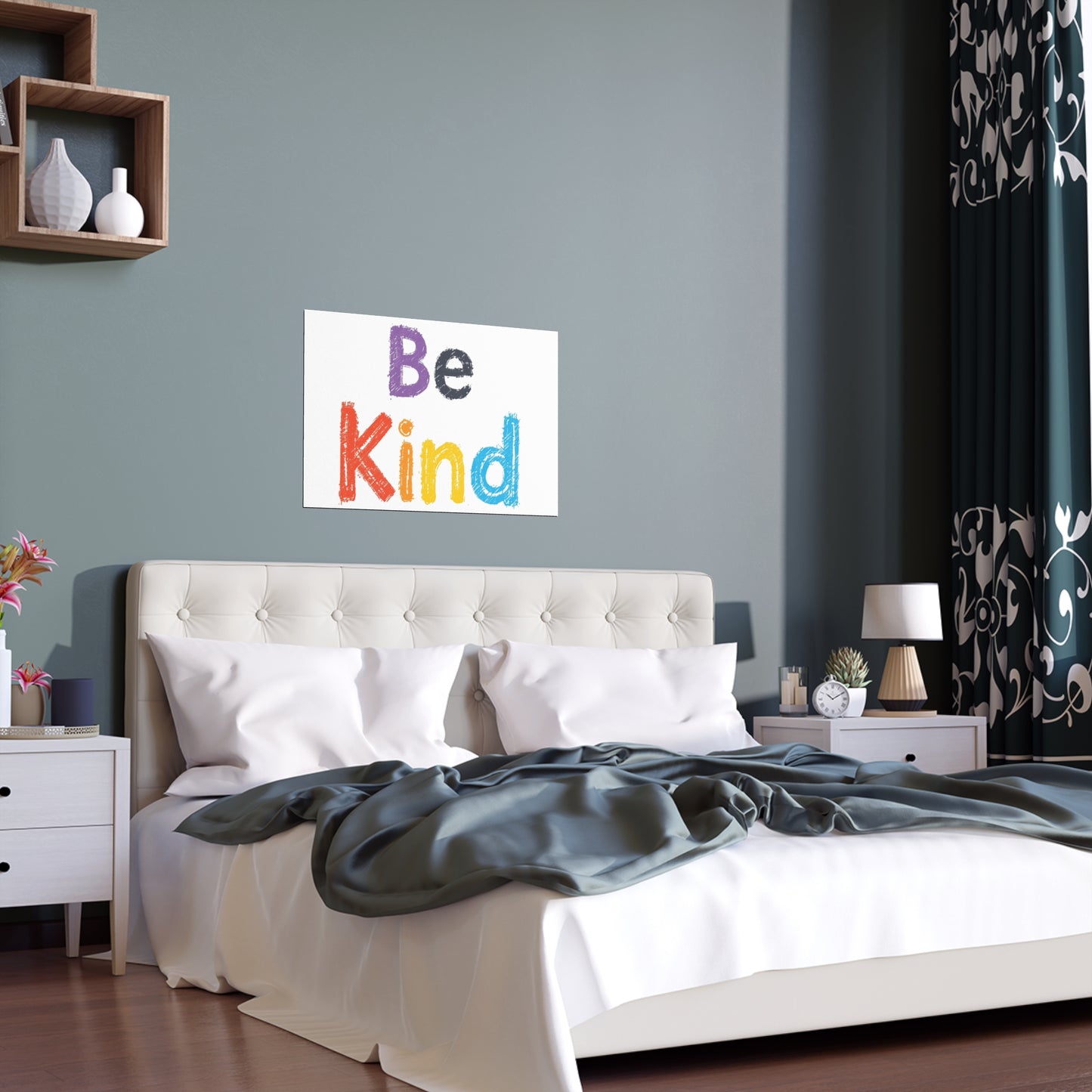 Be Kind colorful typography Poster | Silk Wall Art