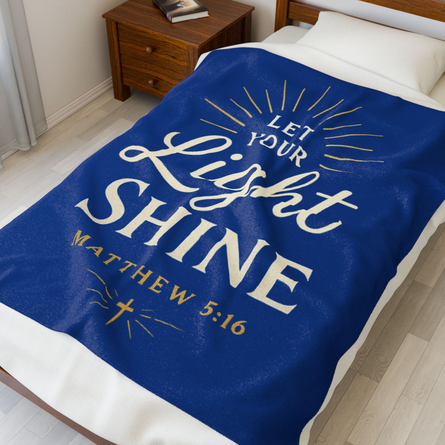 Inspirational Velveteen Plush Blanket - Light Shine Bible Verse