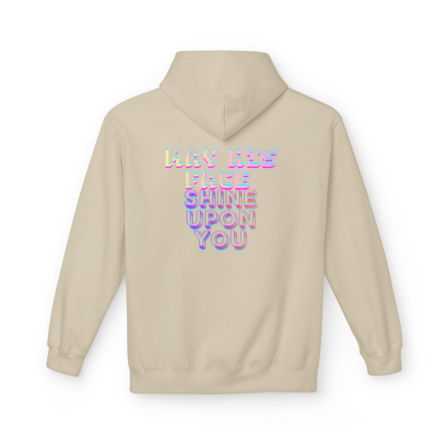 May His Face Shine Upon You Hoodie | Iridescent Lettering, Devotional Back Design