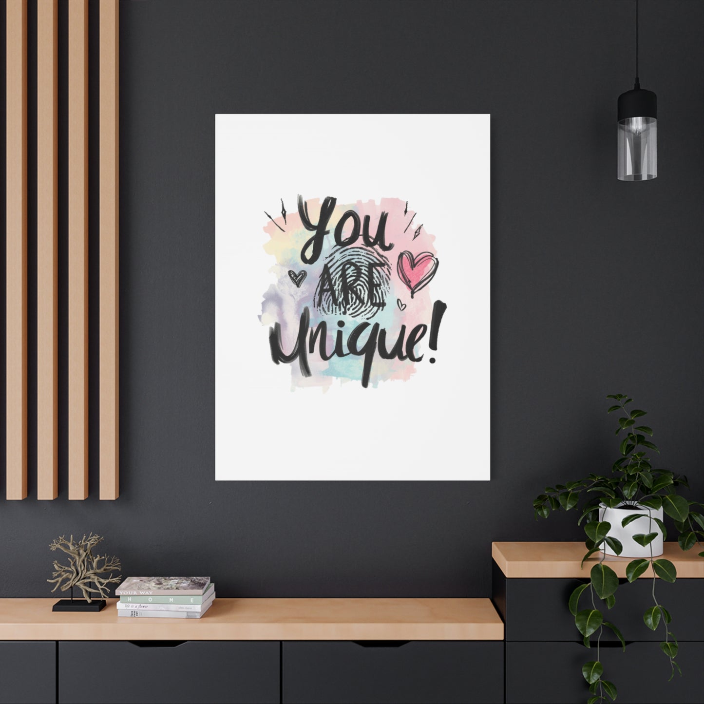 You Are Unique fingerprint heart canvas