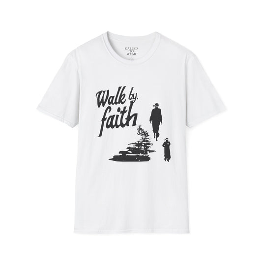 Walk by Faith T-Shirt | Christian Faith Typography, Silhouette Design