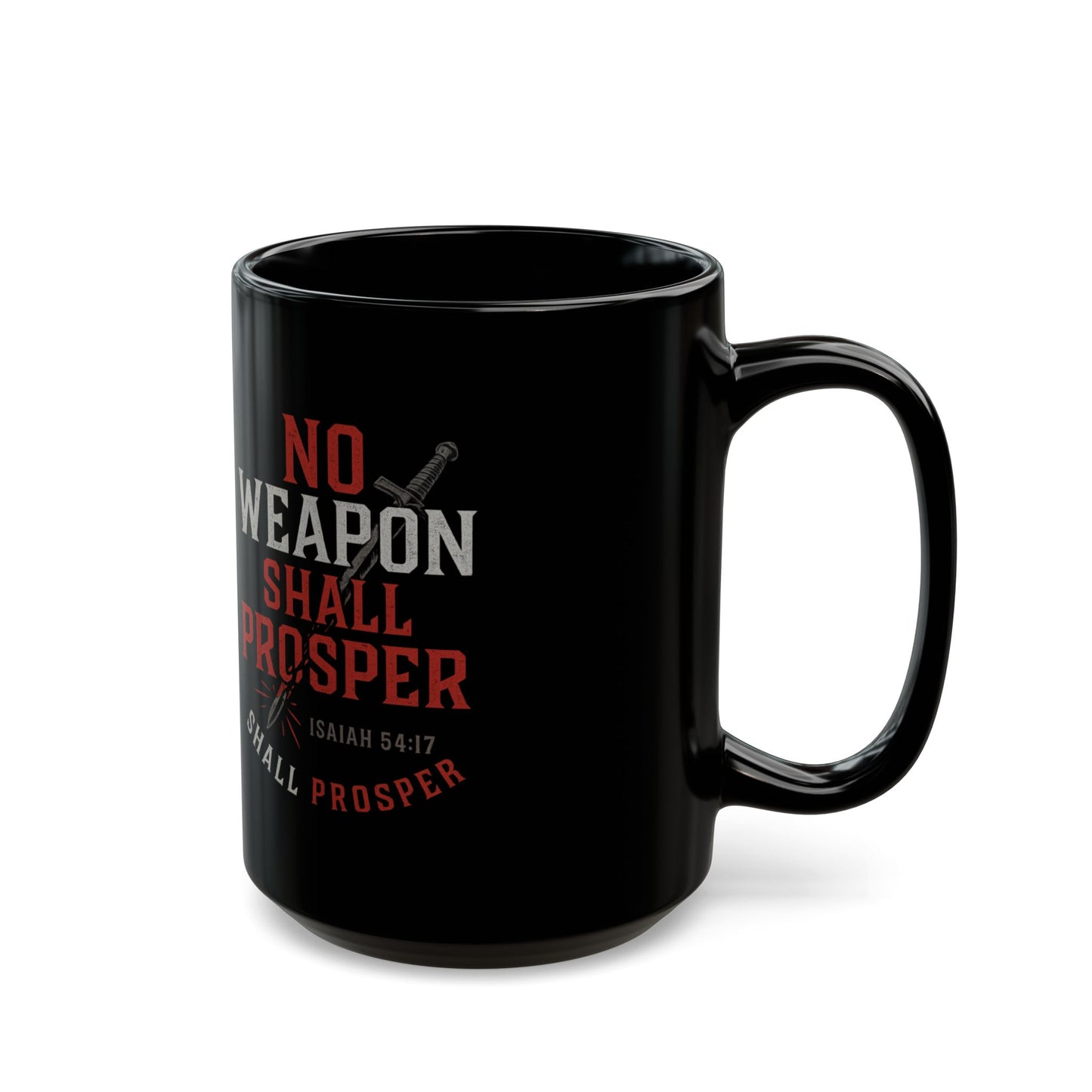Faith Forward Statement Mug | Black Ceramic Coffee Cup, Bold Red & White Typography