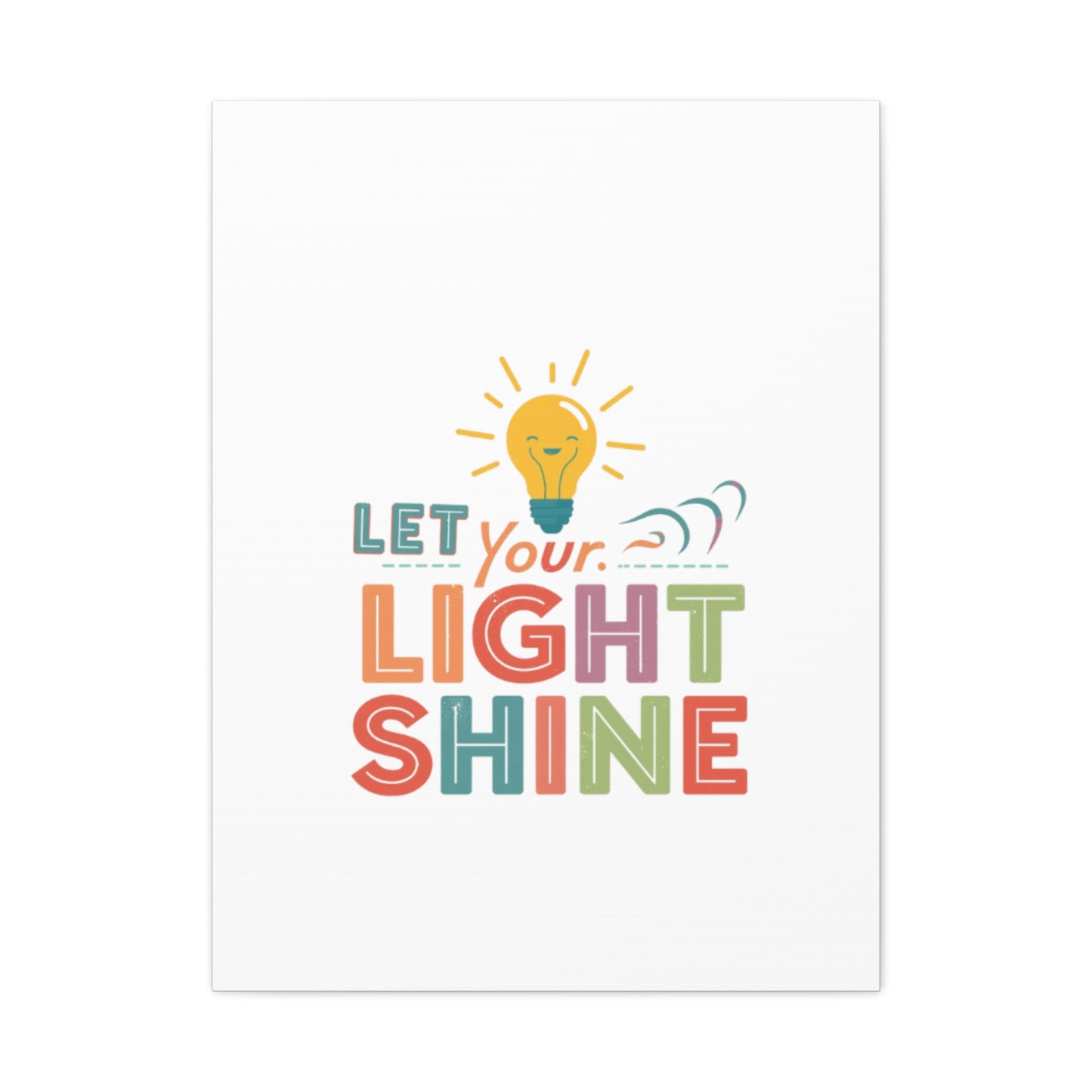 Let Your Light Shine Canvas Print | Smiling Lightbulb Wall Art