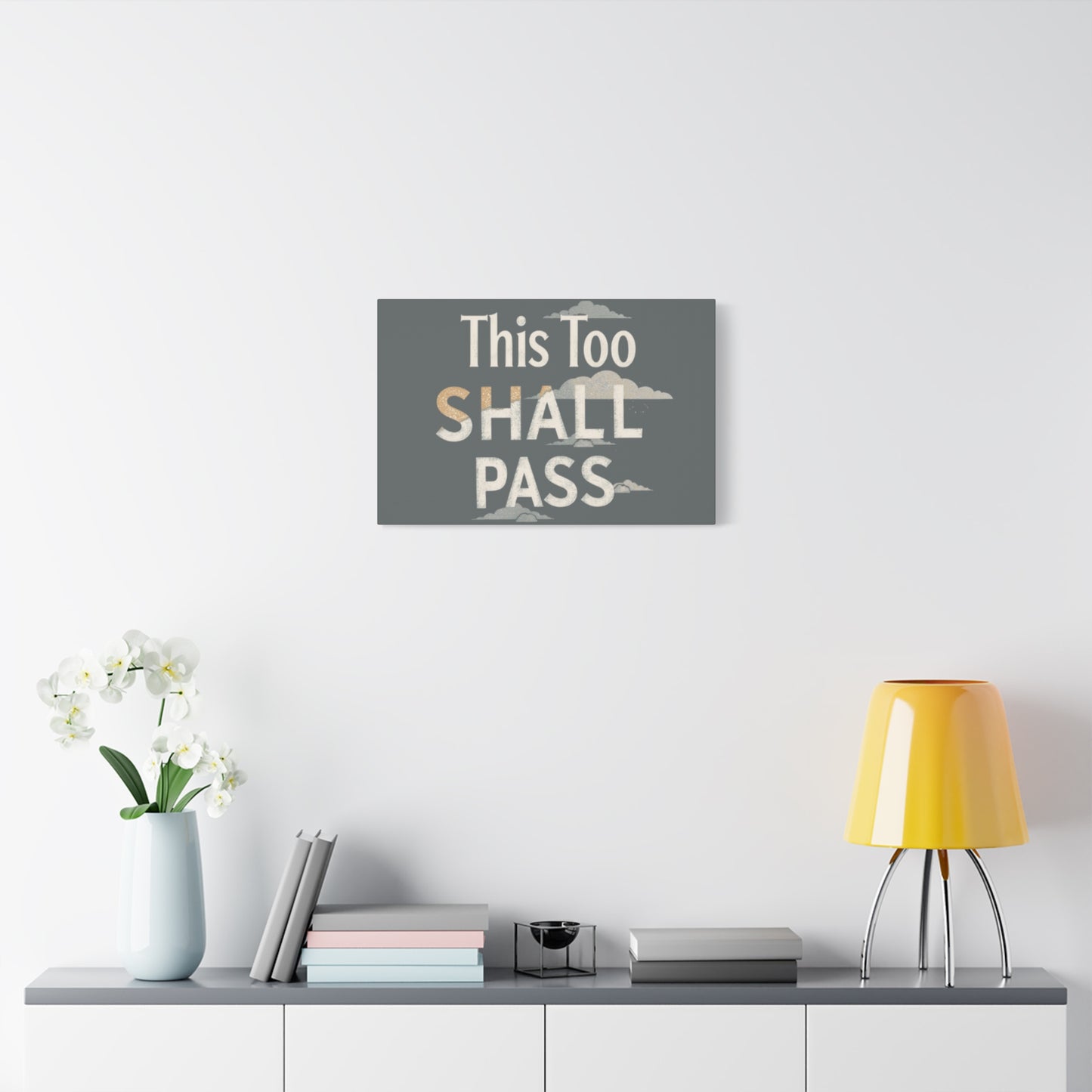 This Too Shall Pass Matte Canvas Print, Stretched Wall Art | Calming Hand-Lettered Typography