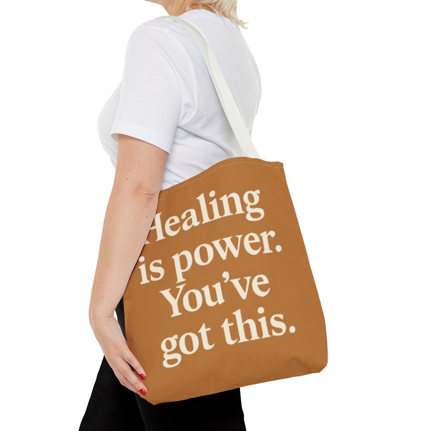 Empowering Healing Tote Bag, Inspirational Market Bag, Motivational Gift, Self-Care Accessory, Supportive Everyday Tote