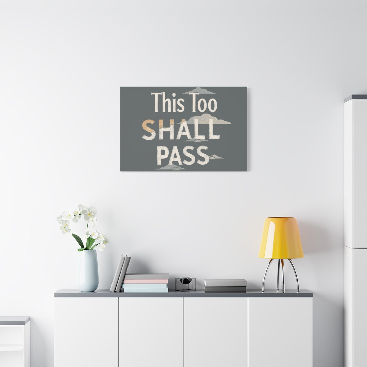 This Too Shall Pass Matte Canvas Print, Stretched Wall Art | Calming Hand-Lettered Typography