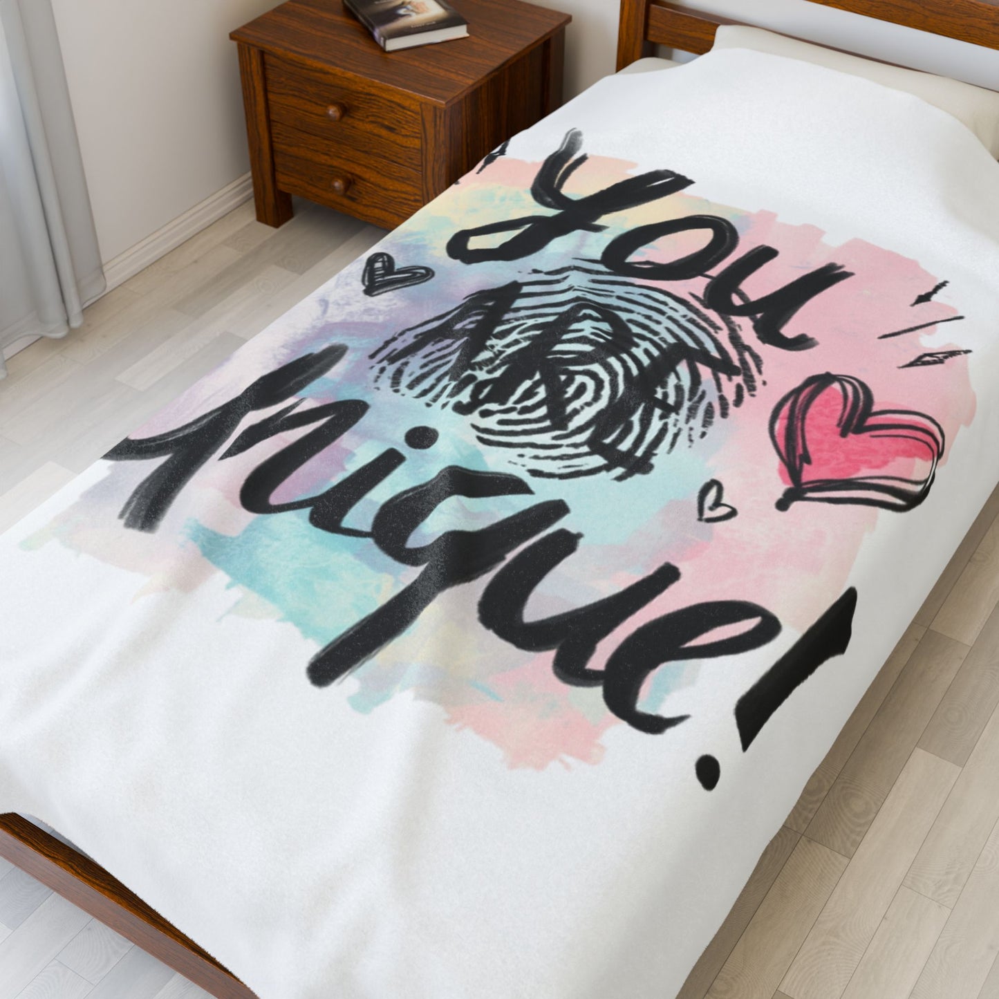 You Are Unique Watercolor Note Velveteen Plush Blanket | Encouragement Throw