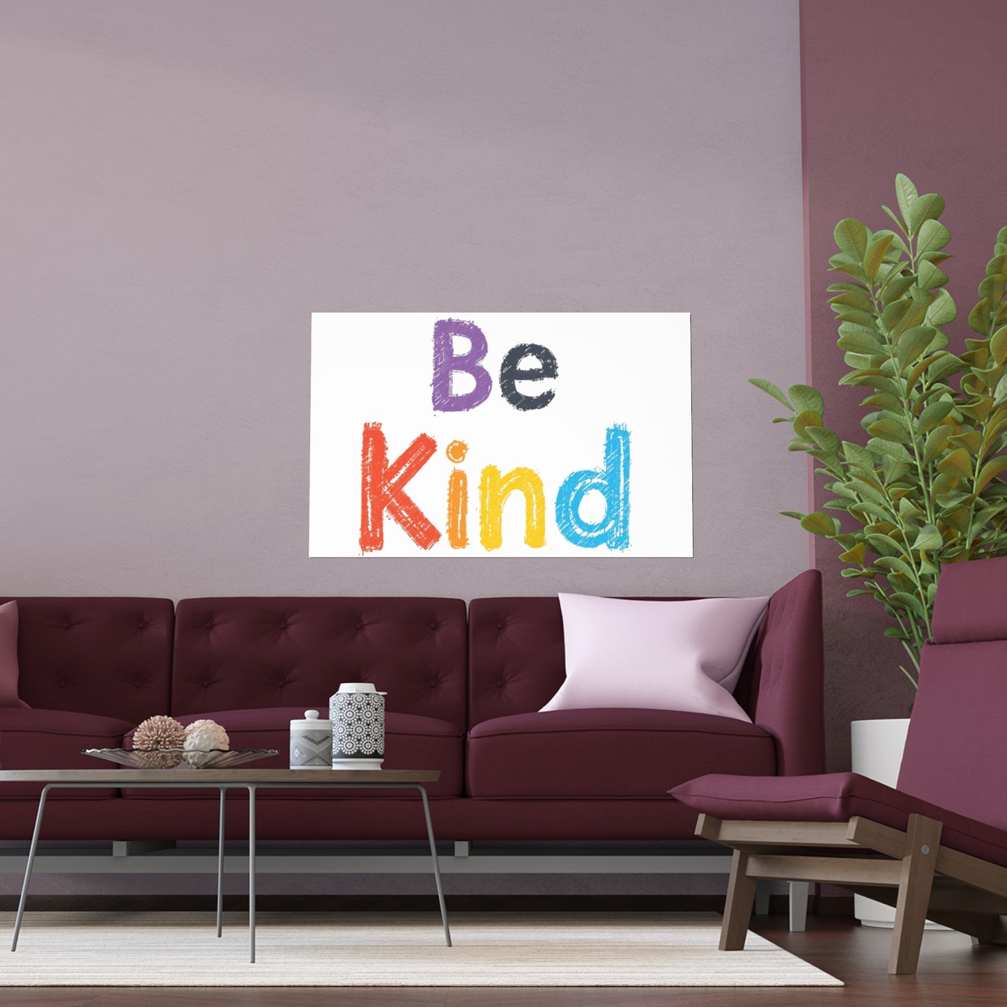 Be Kind colorful typography Poster | Silk Wall Art