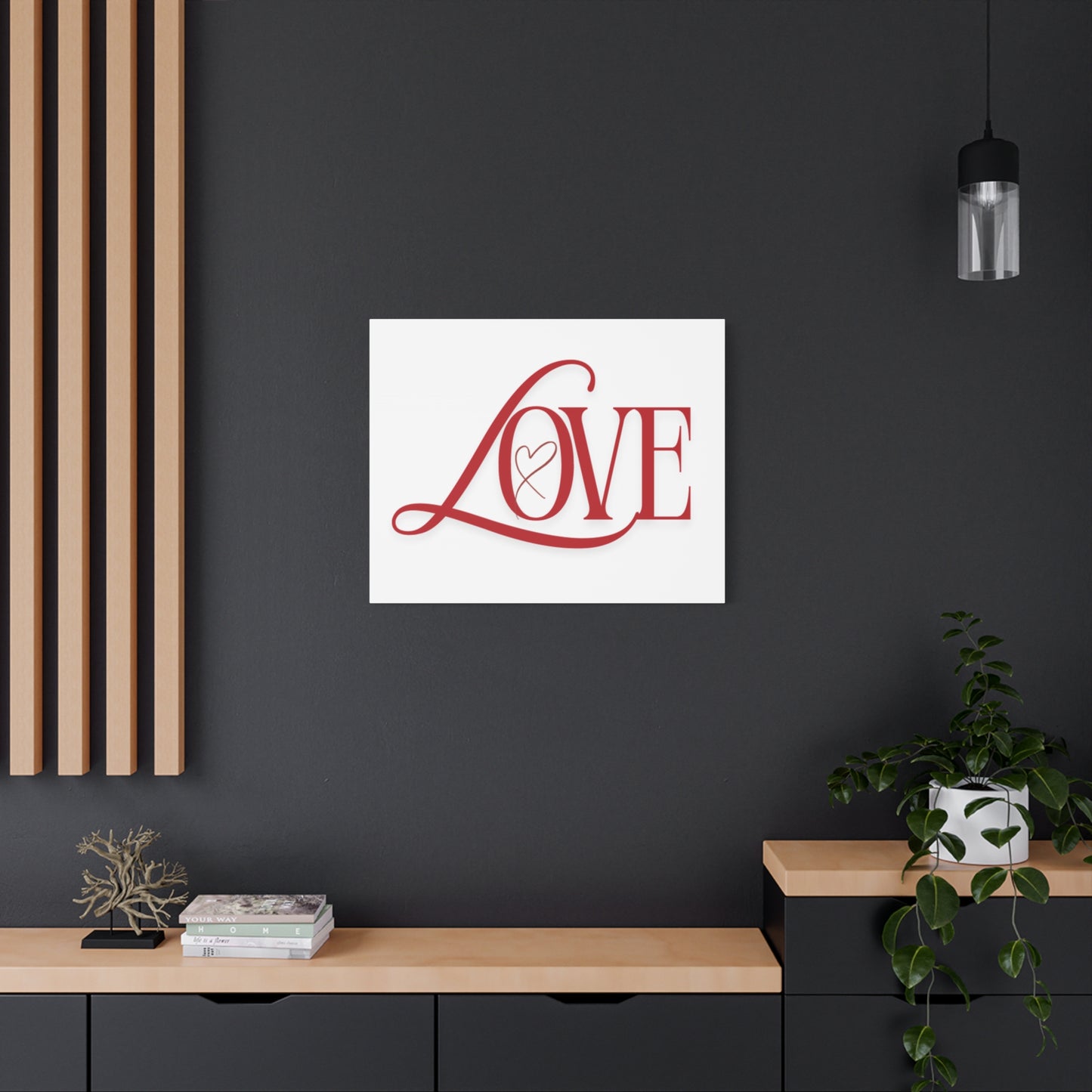 Red Script LOVE with Heart Canvas