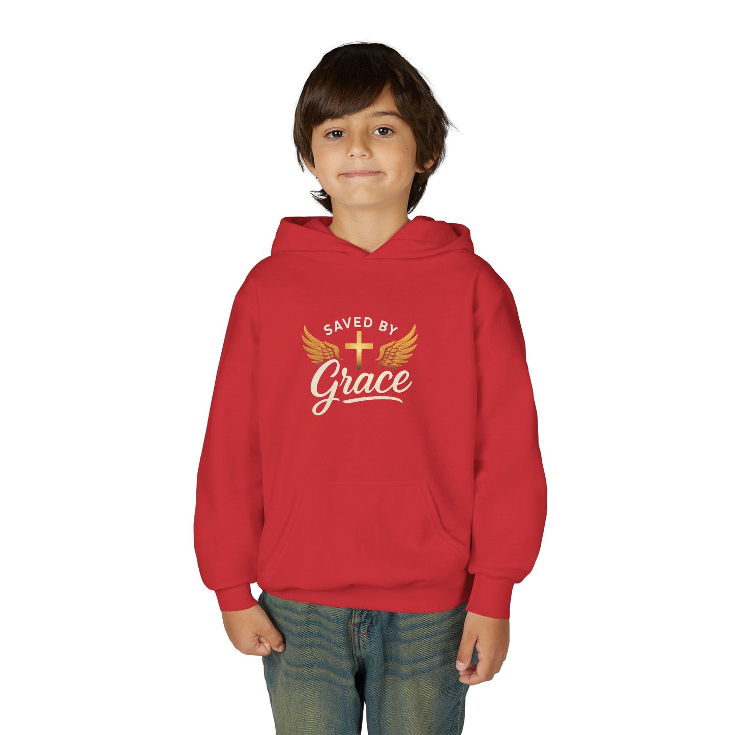 Saved by Grace Youth Hoodie, Inspirational Sweatshirt, Christian Gift, Teen Apparel, Faith-Based Fashion, Hooded Sweatshirt