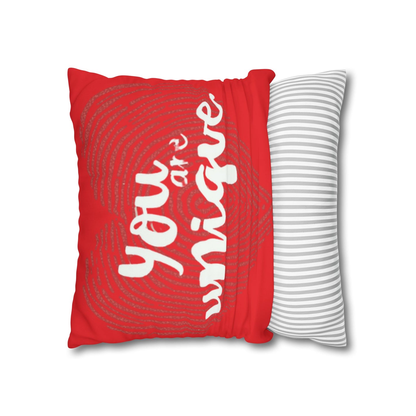 Hand-Lettered Message Red Pillowcase Square Poly Canvas Pillowcase | Bold Script Accent