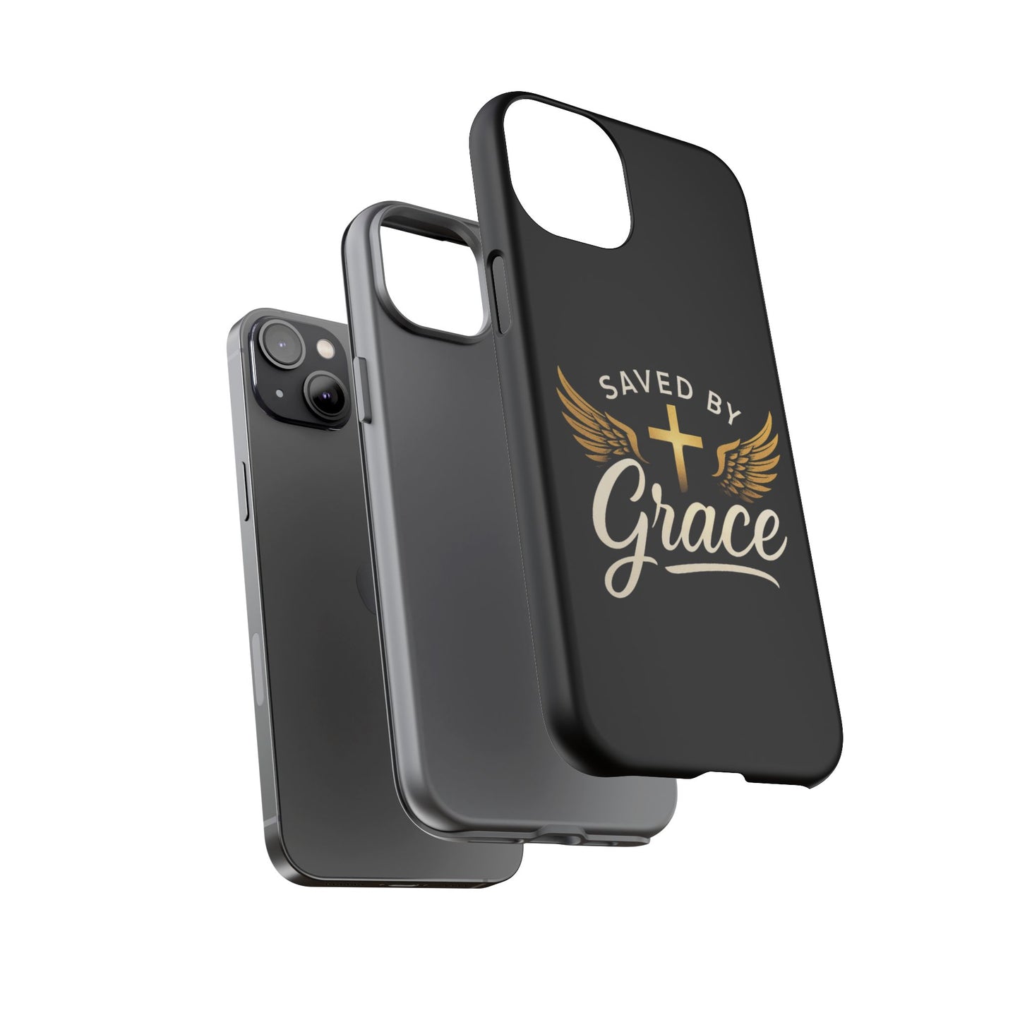 Christian Phone Case - Saved by Grace Design, Unique Gift for Believers, Inspirational Accessory, Stylish Christian Decor