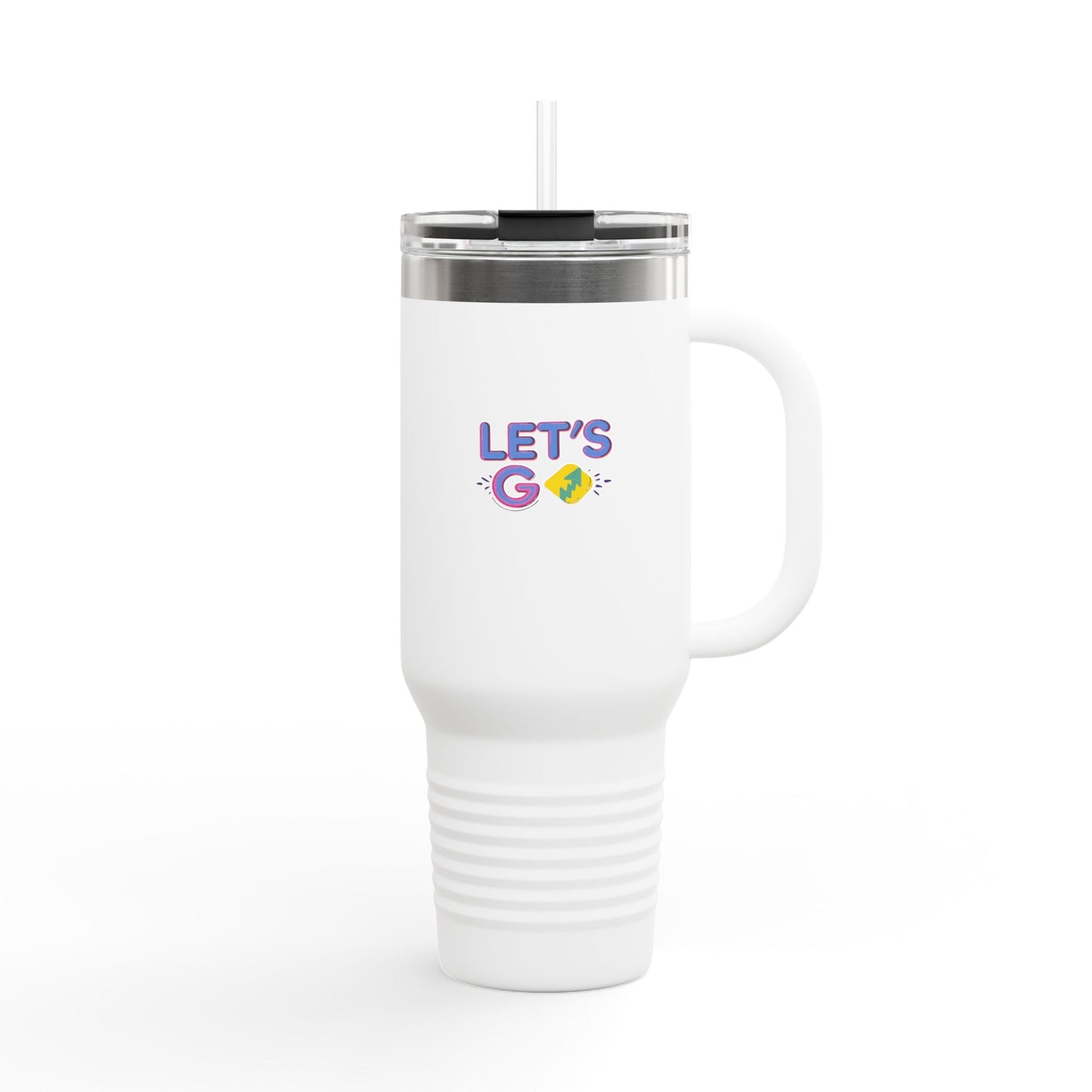 Colorful UV-DTF Artwork 40oz Insulated Travel Mug | Stainless Steel, Leak-Resistant