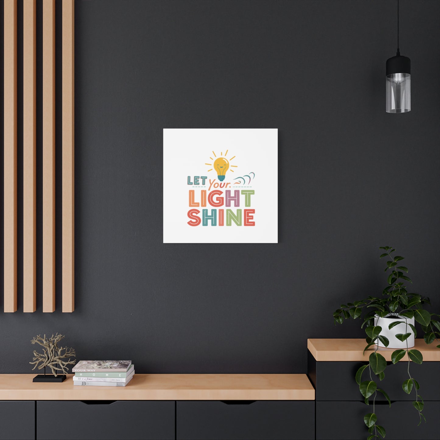Let Your Light Shine Canvas Print | Smiling Lightbulb Wall Art