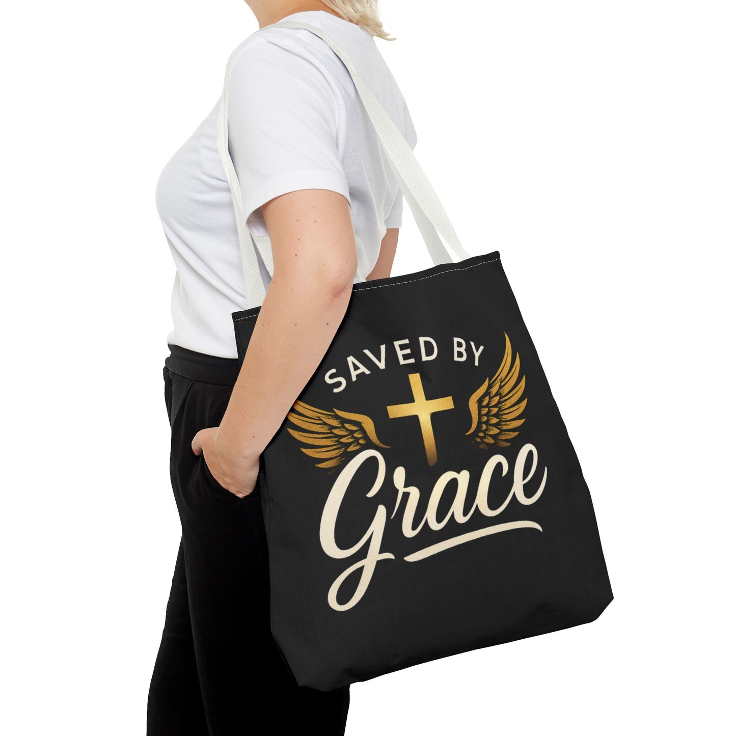 Saved by Grace Tote Bag | Inspirational Christian Gift for Faith, Spiritual Journey, Church Events, Everyday Use, Stylish Carryall
