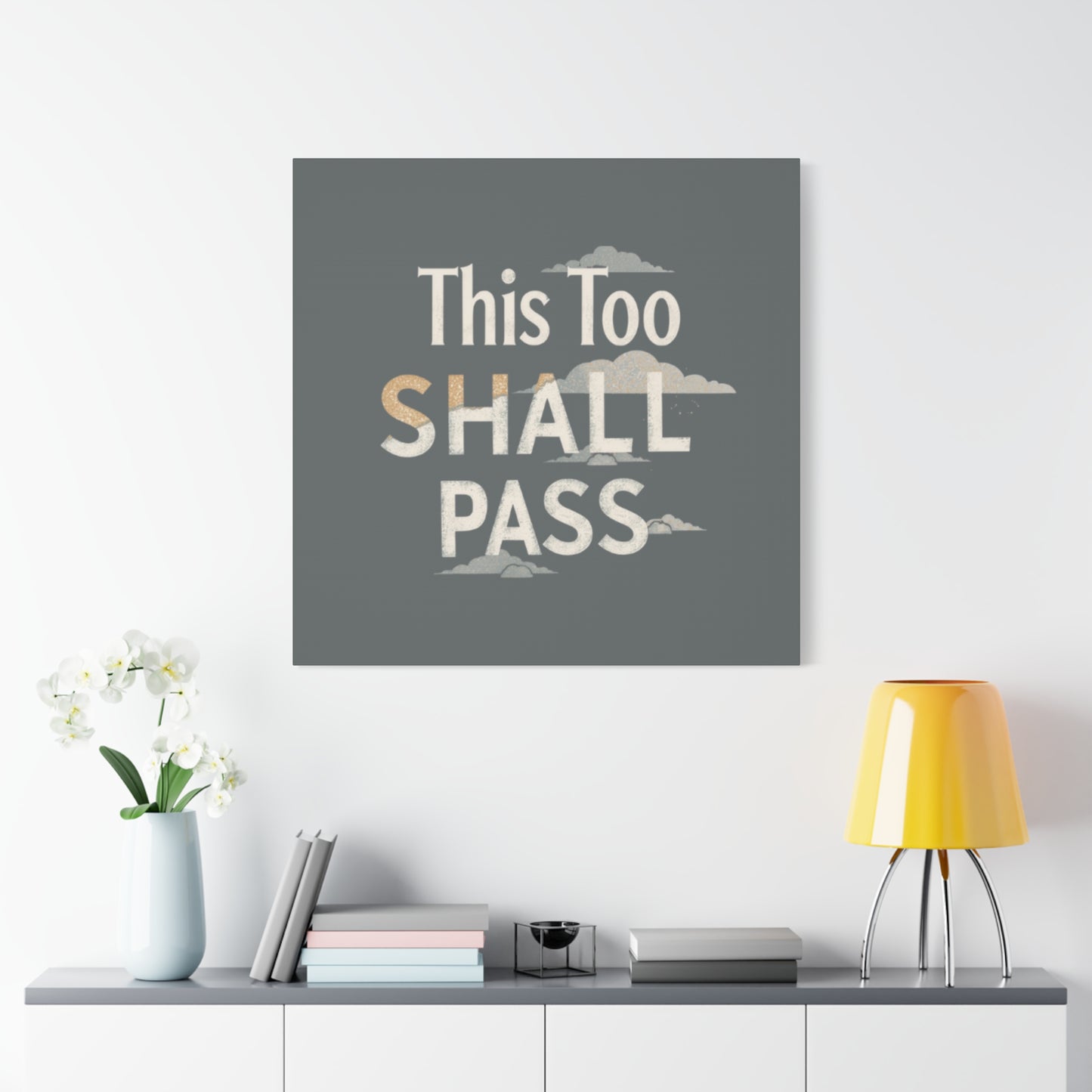 This Too Shall Pass Matte Canvas Print, Stretched Wall Art | Calming Hand-Lettered Typography