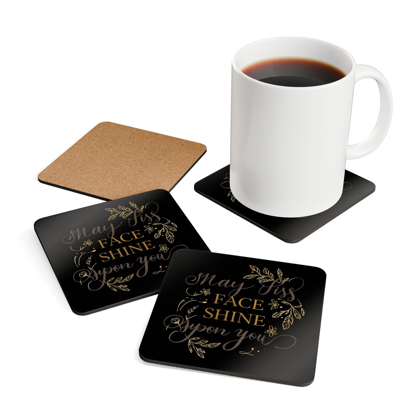 May His Face Shine Upon You Cork Coaster, Religious Blessing Drink Coaster