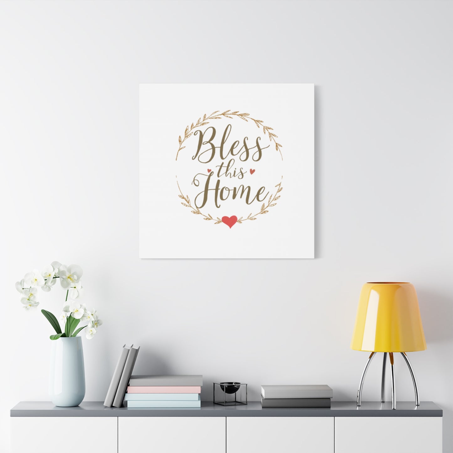 Bless This Home laurel wreath wall art Canvas | Matte Stretched 1.25"