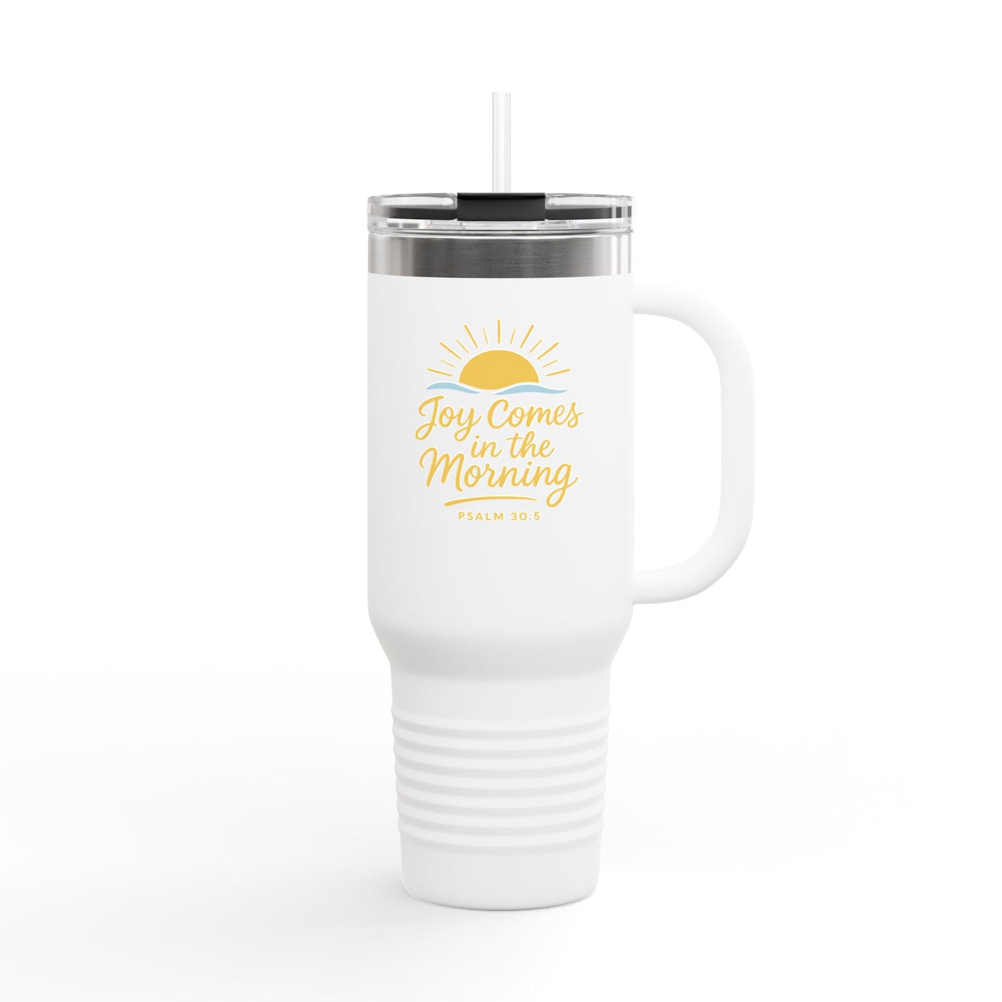 Joy Comes in the Morning Travel Mug | 40oz Insulated Coffee Cup, Stainless Steel Tumbler, Gift for Coffee Lovers, Morning Routine