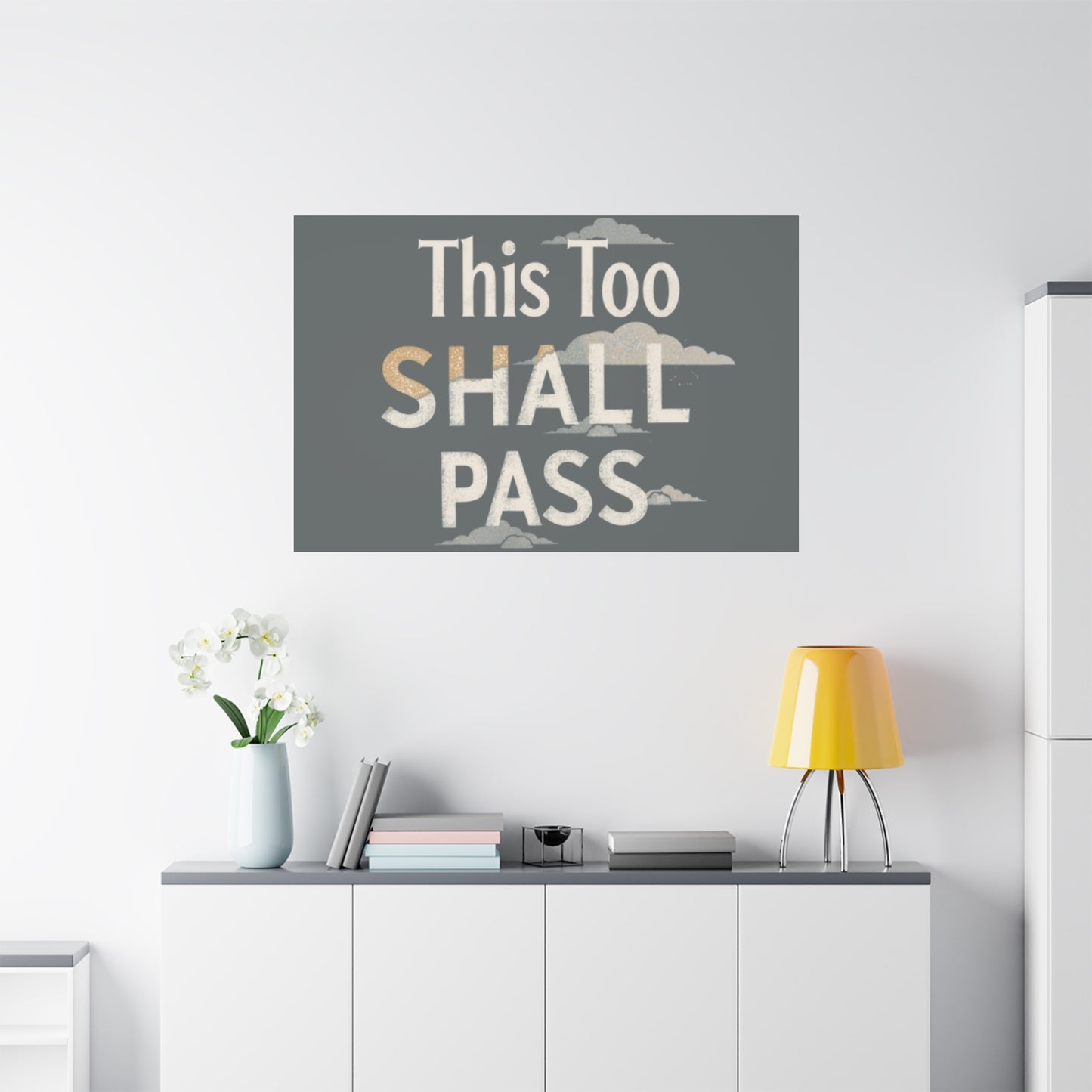 This Too Shall Pass Matte Canvas Print, Stretched Wall Art | Calming Hand-Lettered Typography