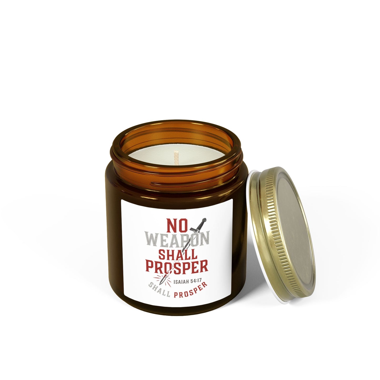 Inspirational Scented Candle - No Weapon Shall Prosper, Motivational Gift for Home, Relaxation, Self-Care, Spiritual, Prayer