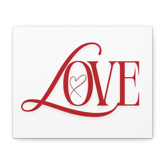 Red Script LOVE with Heart Canvas