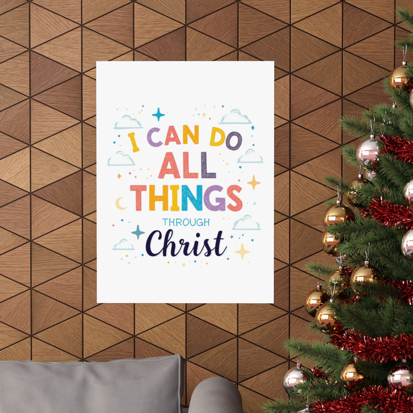 I Can Do All Things Through Christ Poster | Matte Vertical Inspirational Christian Wall Art
