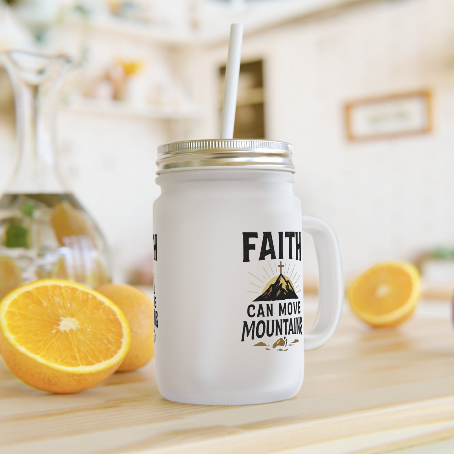 Faith-Inspiring Mason Jar with Straw, Motivational Drinkware for Home, Kitchen Decor, Ideal Gift for Friends, Inspirational Quotes, [...]