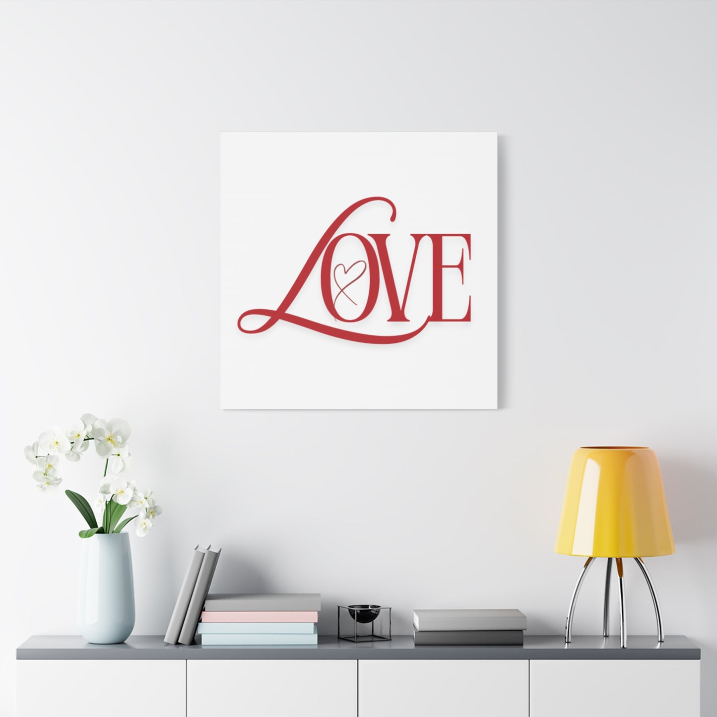 Red Script LOVE with Heart Canvas