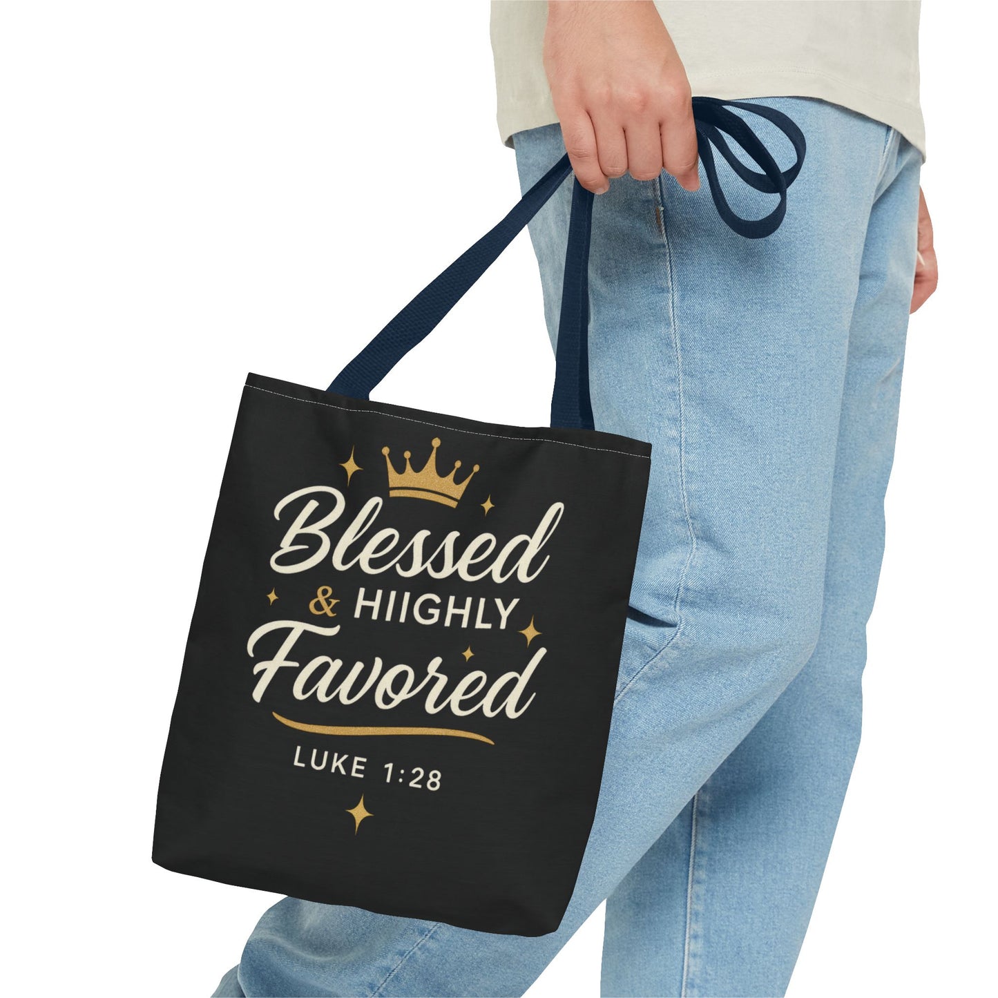 Blessed & Highly Favored Tote Bag | Inspirational Gift | Church Events | Christian Tote | Motivational Bag | Faith-Based Accessory