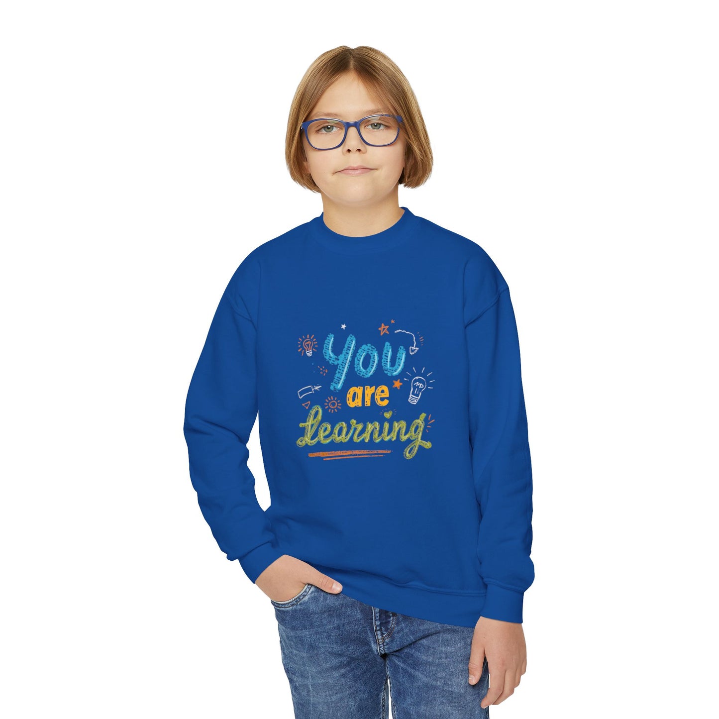 You Are Learning hand-lettered kids sweatshirt | Youth Crewneck Sweatshirt