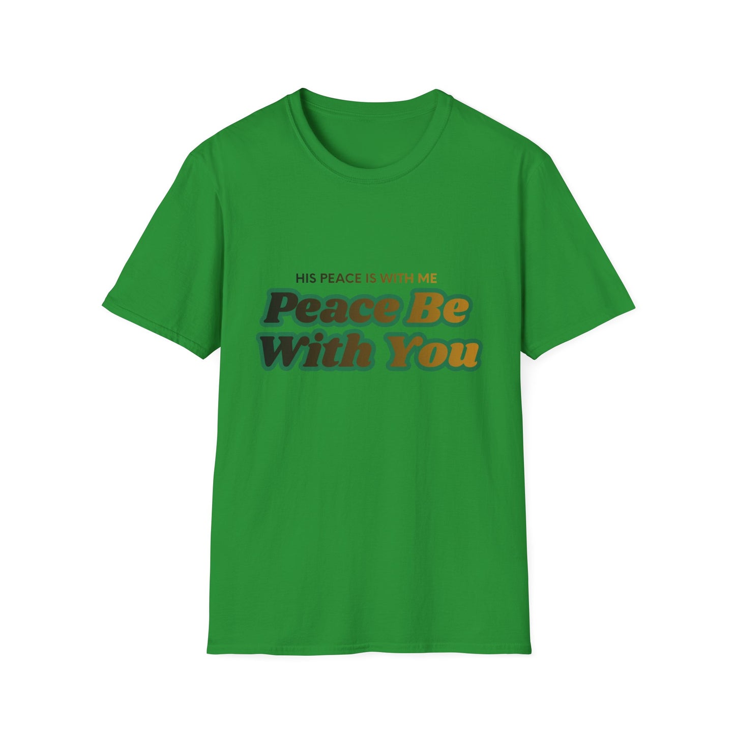 Peace Be With You T-Shirt | Retro Green Amber Lettering