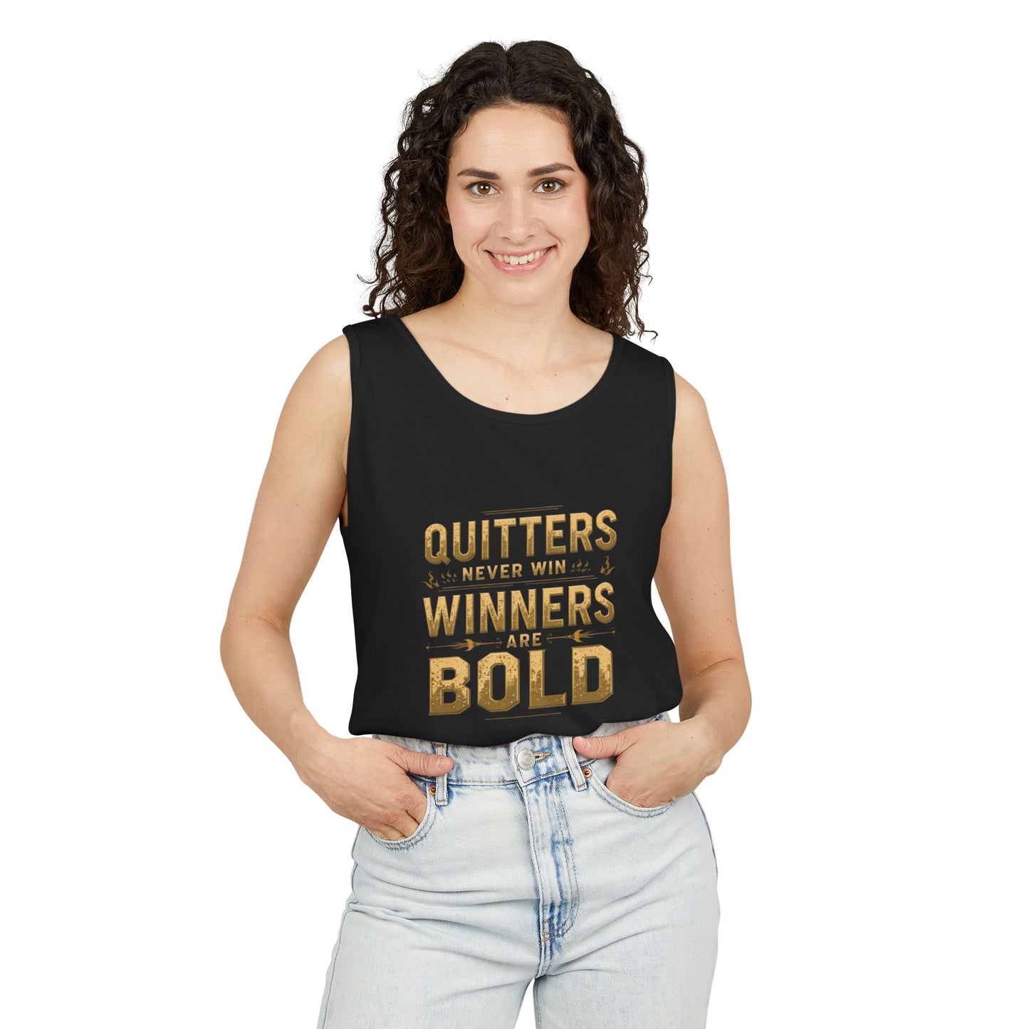 Quitters Never Win Winners Are Bold Tank Top | Motivational Typography