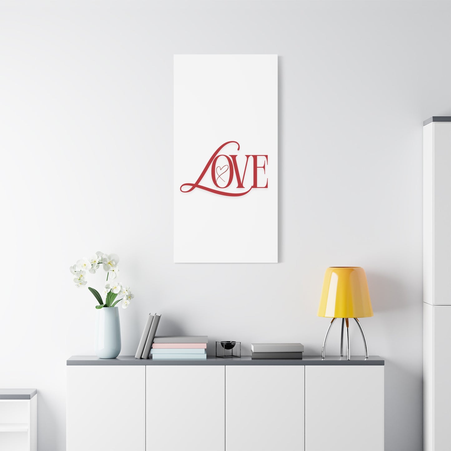 Red Script LOVE with Heart Canvas