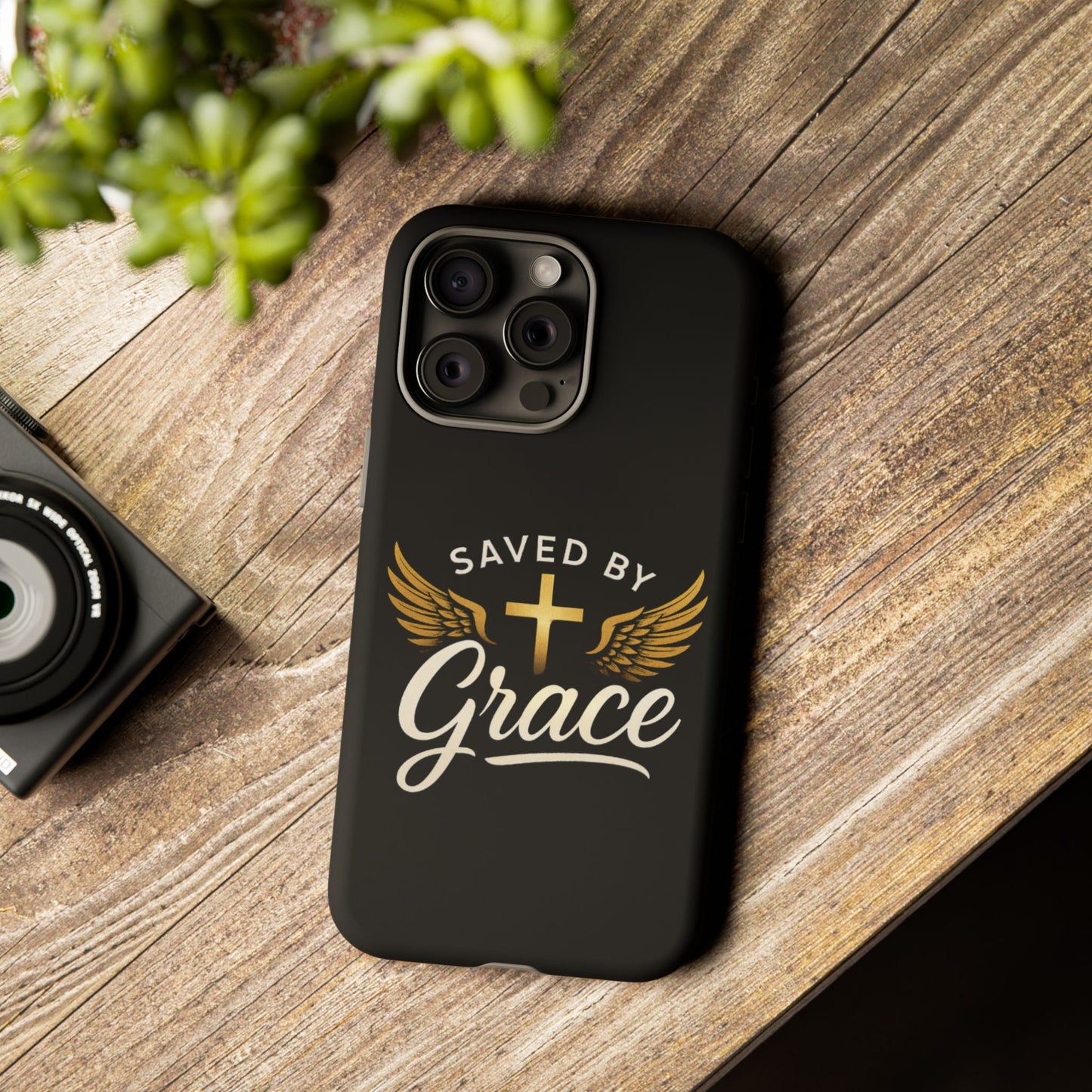 Christian Phone Case - Saved by Grace Design, Unique Gift for Believers, Inspirational Accessory, Stylish Christian Decor