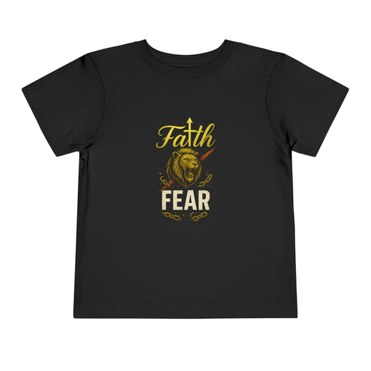 Lion Toddler Tee - 'Faith Over Fear' - Cute Inspirational Shirt