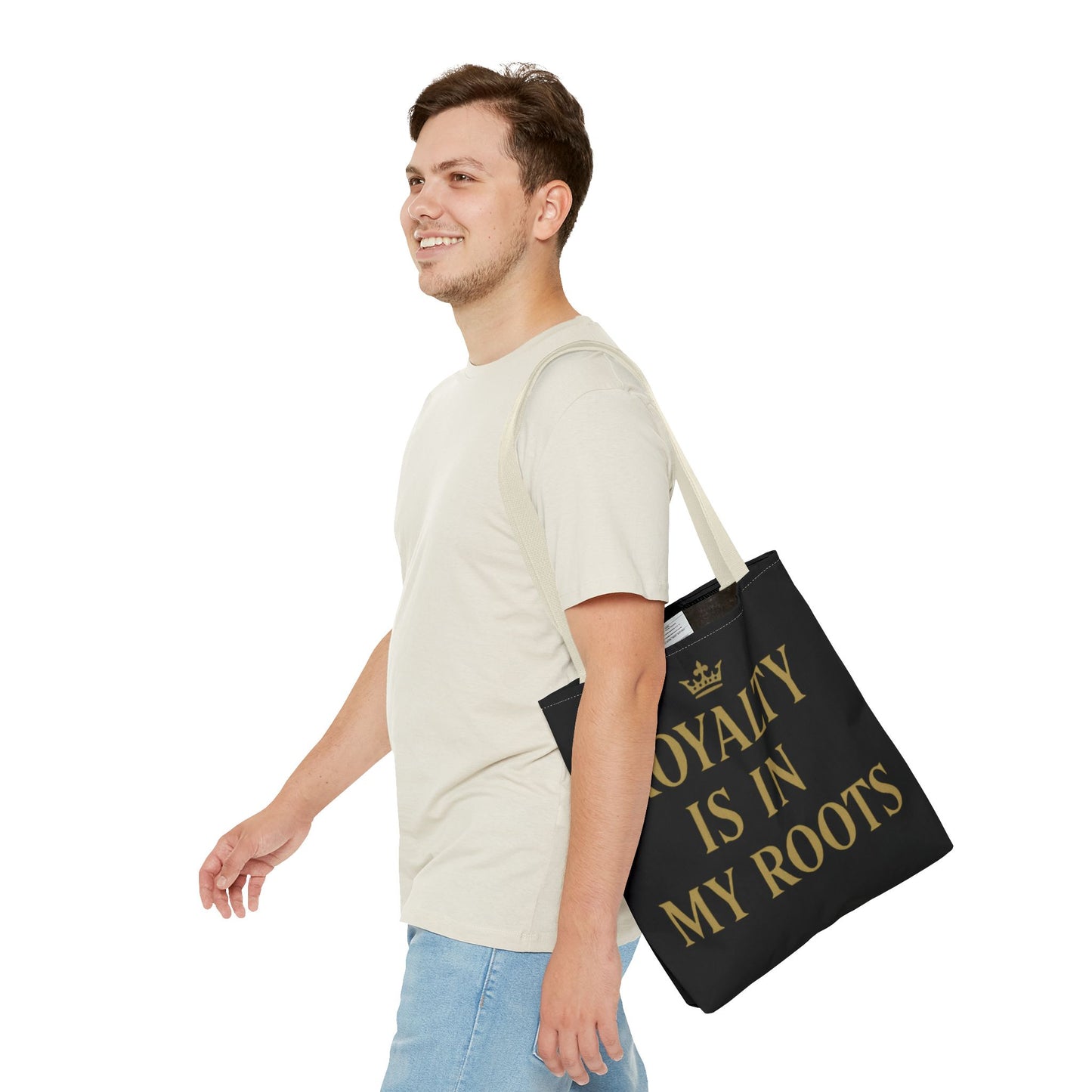 Royalty Is in My Roots Tote Bag - Stylish Eco-Friendly Carryall, Perfect Gift for Her, Black Gold Design, Daily Use, Travel Bag