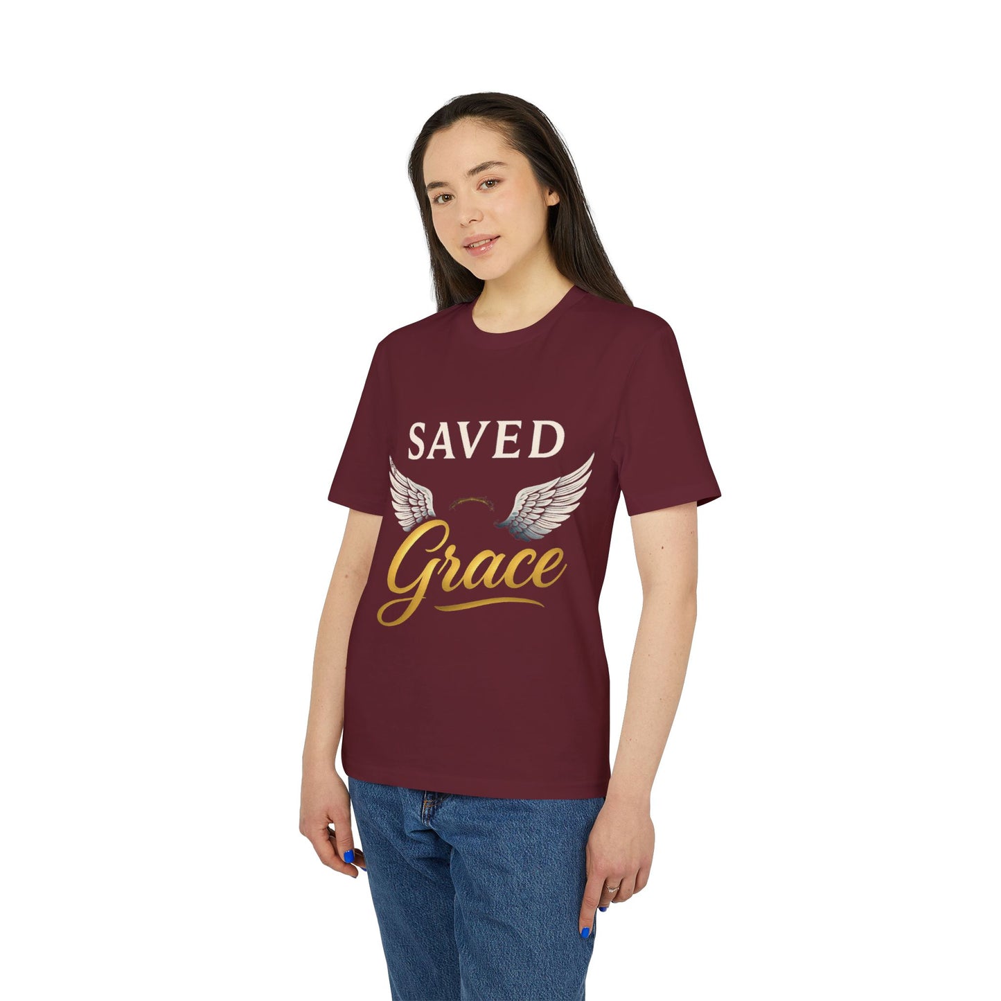 Faith Graphic T-Shirt - Saved Grace with Wings - Christian Gift